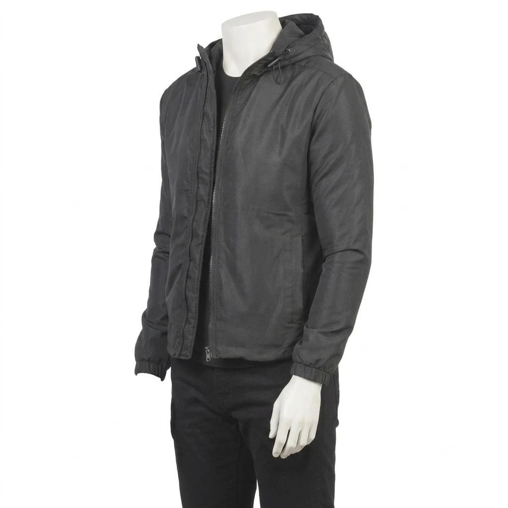 The Jasper Black Hooded Windbreaker Jacket