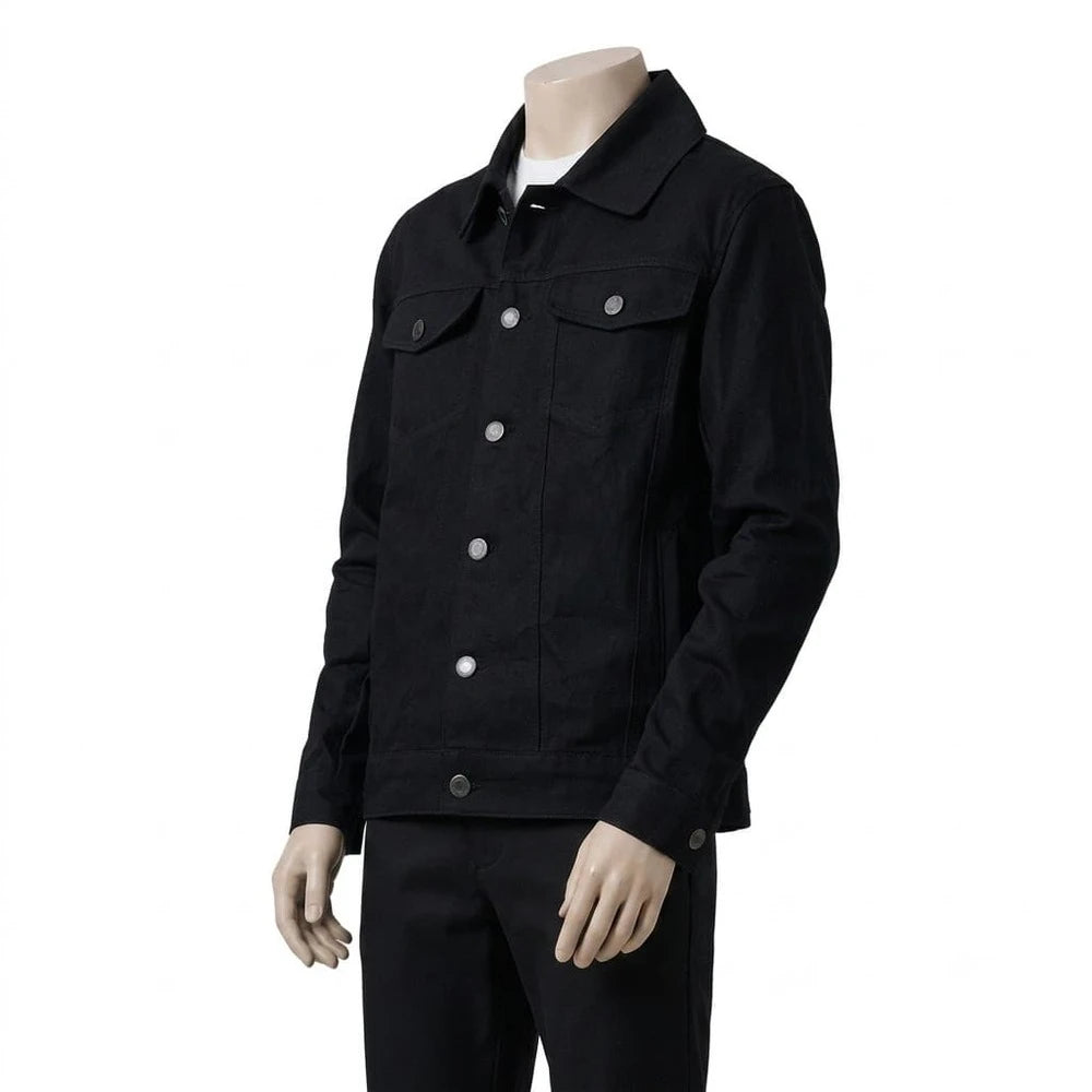 The Silas Black Denim Trucker Jacket