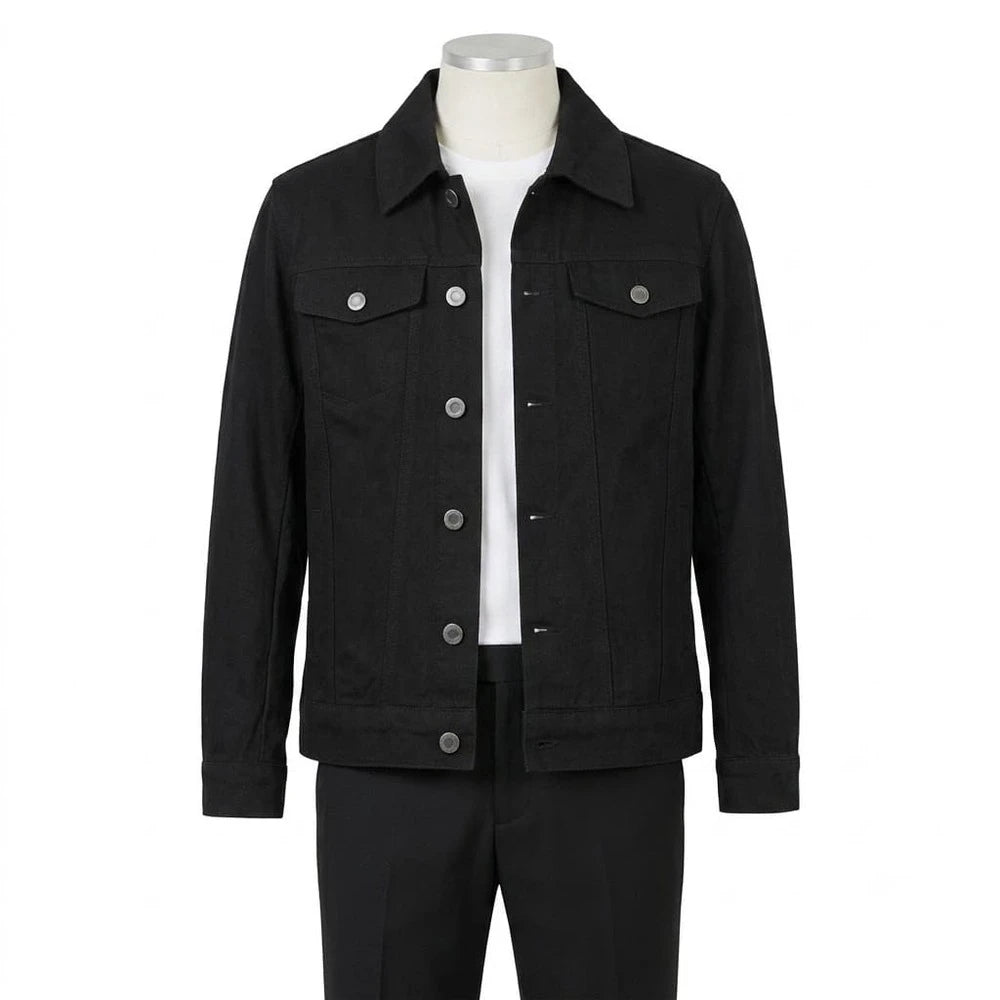 The Silas Black Denim Trucker Jacket