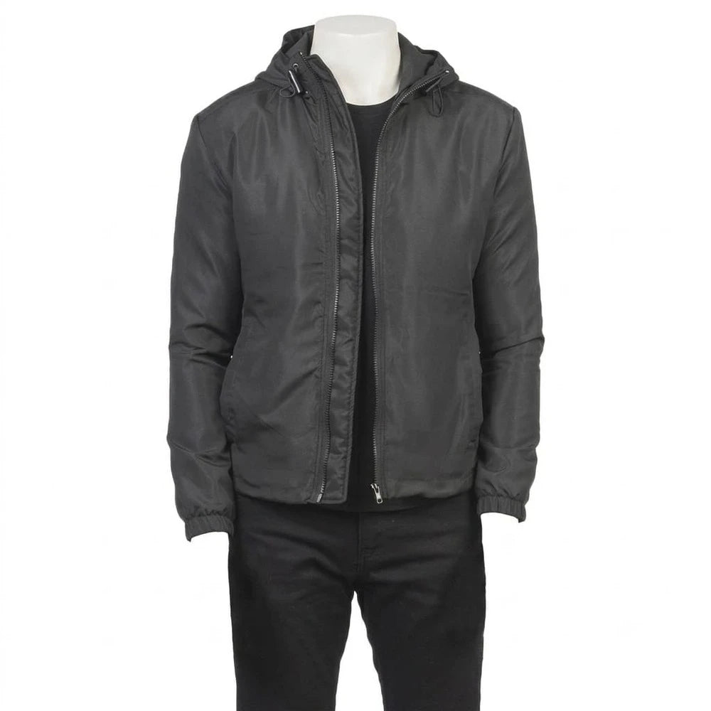 The Jasper Black Hooded Windbreaker Jacket
