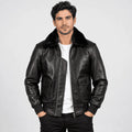Blackthorn Black Sheepskin Leather Bomber Jacket