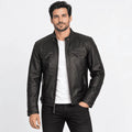 Brackenford Dark Brown Rub-Off Lambskin Leather Jacket