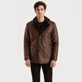 Bravemont Distressed Brown Sheepskin Leather Coat