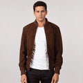 Briar Dark Brown Goatskin Suede Bomber Jacket