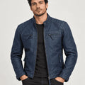 Briarstone Blue Washed Lambskin Leather Biker Jacket