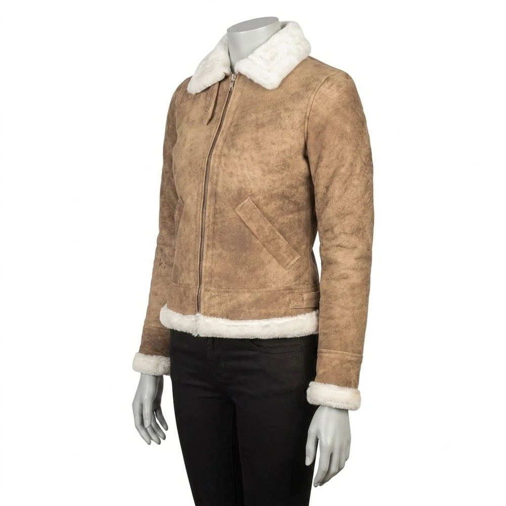 The Astrid Distressed Brown B-3 Shearling Jacket