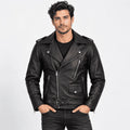 Draven Black Leather Biker Jacket