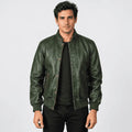 Men's Green Burnished Sheepskin Leather Bomber Jacket – Verdant Ridge