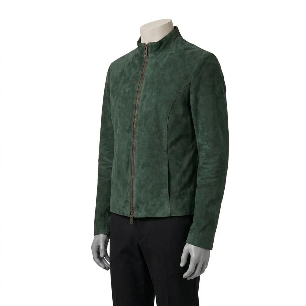 The Elena Green Suede Biker Jacket