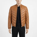 The Phoenix Tan Leather Puffer Jacket
