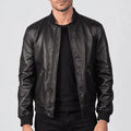 Men's Black Sheepskin Leather Bomber Jacket – Blackstone