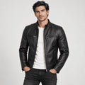 Men's Black Valen Lambskin Leather Cafe Racer Jacket