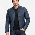Men’s Blue Horizon Washed Lambskin Leather Biker Jacket