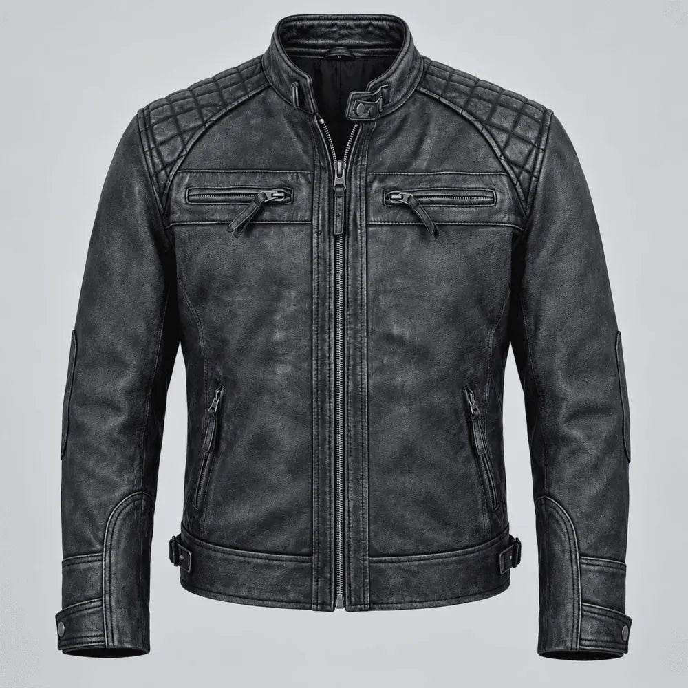 Men's Onyx Drift Washed Black Lambskin Leather Jacket