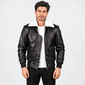 Noircrest Black & White Leather Bomber Jacket