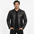 Raventon Black Leather Biker Jacket – Semi-Aniline Sheepskin