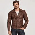 Riven Cognac Leather Biker Jacket