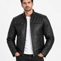 Sterling Matte Black Lambskin Leather Jacket for Men