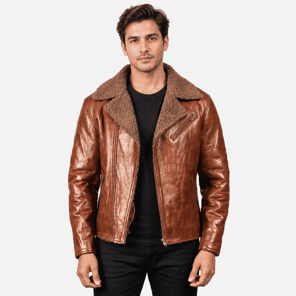 Thornmere Brown Sheepskin Shearling Leather Jacket