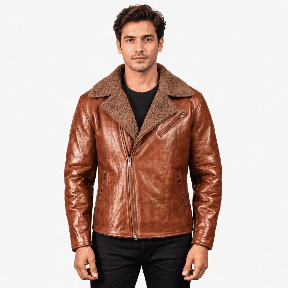 Thornmere Brown Sheepskin Shearling Leather Jacket