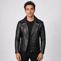Vexley Black Sheepskin Leather Biker Jacket