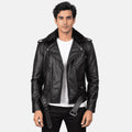 Veyron Black Cowhide Leather Biker Jacket