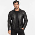 Westhaven Black Lambskin Leather Racer Jacket