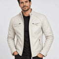 Whitmore Off-White Lambskin Leather Cafe Racer Jacket