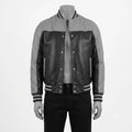 The Sterling Black & Grey Leather Varsity Jacket