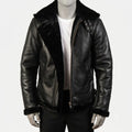The Vance Black Leather B-3 Bomber Jacket